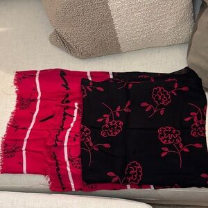 Armani Exchange Black and Red Floral Scarf